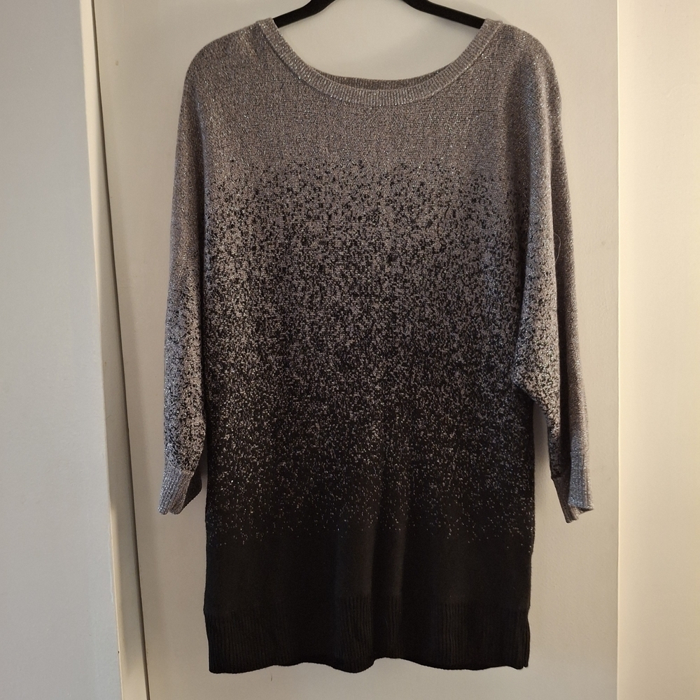 I.N. Studio Women's Black And Silver Metallic Knit Sweater